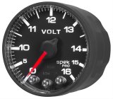 AutoMeter Gauge Voltmeter 2-1/16in. 16V Stepper Motor W/Peak & Warn Blk/Blk Spek-Pro thumbnail 1