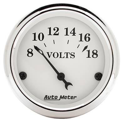 AutoMeter Gauge Voltmeter 2-1/16in. 18V Elec Old Tyme White
