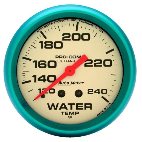 AutoMeter Gauge Water Temp 2-5/8in. 120-240 Deg. F Mech. Glow In The Dark Ultra-Nite thumbnail 1
