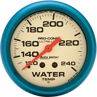 AutoMeter Gauge Water Temp 2-5/8in. 120-240 Deg. F Mech. Glow In The Dark Ultra-Nite thumbnail 4