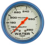 AutoMeter Gauge Wtemp 2-5/8in. 140-280 Deg. F Liq Filled Mech 4ft. Glow In Dark Ultra-Nite thumbnail 3