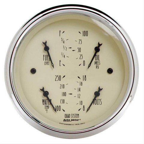 AutoMeter Gauge Quad 5in. 0 Ohm(e) to 90 Ohm(f)Elec Antique Beige