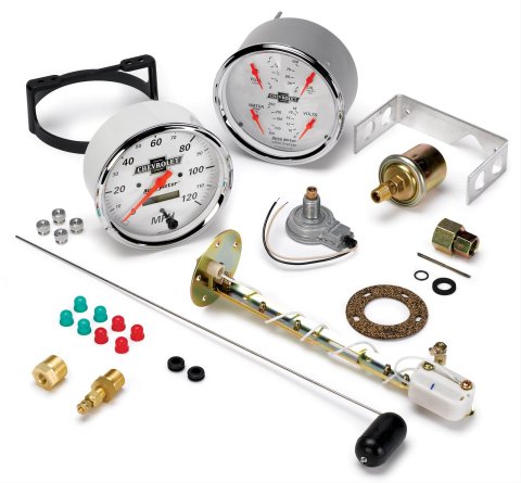 AutoMeter Gauge Kit 2 Pc. Quad & Speedometer 5in. Chevrolet Heritage Bowtie