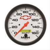 AutoMeter Gauge Speedometer 5in. 160MPH Elec. Programmable Chevy Red Bowtie White thumbnail 1
