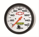 AutoMeter Gauge Speedometer 5in. 160MPH Elec. Programmable Chevy Red Bowtie White thumbnail 3