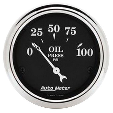 Autometer 2 1/16in 100PSI Old Tyme Black Electric Oil Pressure Gauge thumbnail 2