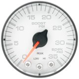 Autometer Spek-Pro 2 1/16in 35PSI Stepper Motor W/Peak & Warn White/Black Boost Gauge thumbnail 4