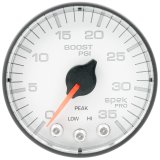 Autometer Spek-Pro 2 1/16in 35PSI Stepper Motor W/Peak & Warn White/Black Boost Gauge thumbnail 5