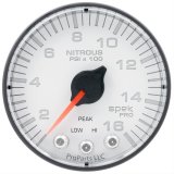 Autometer Spek-Pro 2 1/16in 1600PSI Stepper Motor w/ Peak & Warn White/Black Nitrous Pressure Gauge thumbnail 1