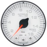Autometer Spek-Pro 2 1/16in 1600PSI Stepper Motor w/ Peak & Warn White/Black Nitrous Pressure Gauge thumbnail 2