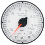 Autometer Spek-Pro 2 1/16in 1600PSI Stepper Motor w/ Peak & Warn White/Black Nitrous Pressure Gauge thumbnail 5