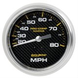 Autometer Gauge Speedometer 3-3/8in 80MPH Mechanical Marine Carbon Fiber thumbnail 1