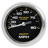 Autometer Gauge Speedometer 3-3/8in 80MPH Mechanical Marine Carbon Fiber thumbnail 3