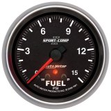 Autometer Sport-Comp II Fuel Pressure Gauge 2 5/8in 15PSI Stepper Motor w/ Peak & Warn thumbnail 3