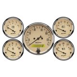 Autometer Antique Beige 5-Gauge Kit 3-1/8in Electrical Speedometer 190KPH thumbnail 2