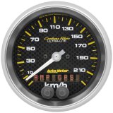 Autometer Carbon Fiber 3-3/8in. 0-225KM/H (GPS) Speedometer Gauge thumbnail 1