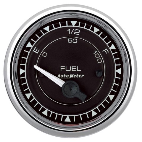 AutoMeter Chrono 2-1/16in 0E 0-90 Ohm Electric Fuel Level Gauge - Chrome