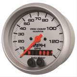 Autometer Marine Silver 3-3/8in. 140MPH GPS Speedometer Gauge thumbnail 2