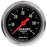 AutoMeter Gauge Exhaust Pressure 2-1/16in. 60 PSI Mechanical Traditional Chrome thumbnail 1