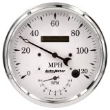 Auto Meter Old Tyme White Tach/Speedo 5in. - 120mph & 8k RPM thumbnail 1