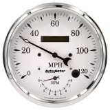 Auto Meter Old Tyme White Tach/Speedo 5in. - 120mph & 8k RPM thumbnail 2
