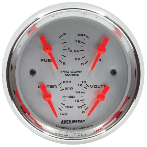 Autometer Marine Chrome 3-3/8in Gauge - 100PSI