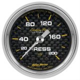 Autometer Carbon Fiber 2-1/16in Mechanical 0-200 PSI Pressure Gauge thumbnail 1