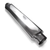 Stainless Works Smooth Oval Muffler - 24in Long 2 1/4in ID Inlets Both Ends thumbnail 1
