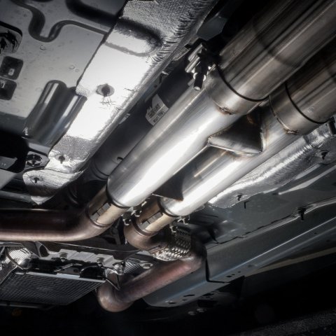 Stainless Works 2018+ Ford Mustang GT 3in Redline Series Catback H-Pipe w/Active Valves & Quad Tips thumbnail 4