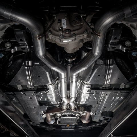 Stainless Works 2018+ Ford Mustang GT 3in Redline Series Catback X-Pipe w/Active Valves & Quad Tips thumbnail 1