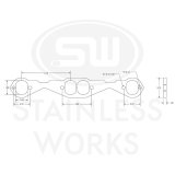 Stainless Works Small Block Chevy Squared Oval Port Header 304SS Exhaust Flanges 1-7/8in Primaries thumbnail 3