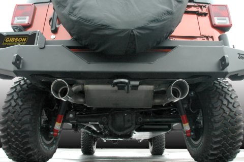 Gibson 07-17 Jeep Wrangler JK Rubicon 3.6L 2.5in Axle-Back Dual Split Exhaust - Aluminized thumbnail 3