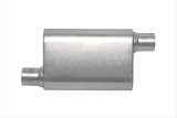 Gibson CFT Superflow Offset/Offset Oval Muffler - 4x9x18in/2.5in Inlet/2.5in Outlet - Stainless thumbnail 2