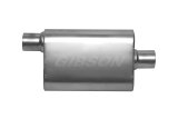 Gibson CFT Superflow Offset/Center Oval Muffler - 4x9x18in/2.5in Inlet/2.5in Outlet - Stainless thumbnail 1