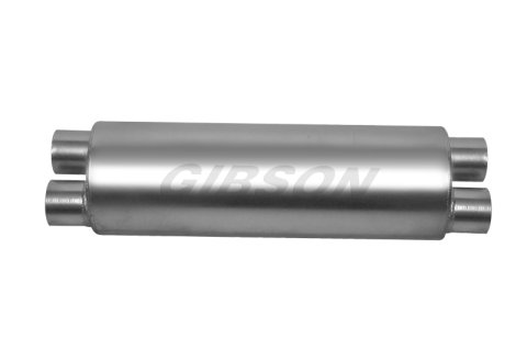 Gibson SFT Superflow Dual/Dual Round Muffler - 8x24in/3in Inlet/2.5in Outlet - Stainless thumbnail 1