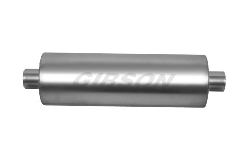 Gibson SFT Superflow Center/Center Round Muffler - 8x24in/4in Inlet/4in Outlet - Stainless thumbnail 1