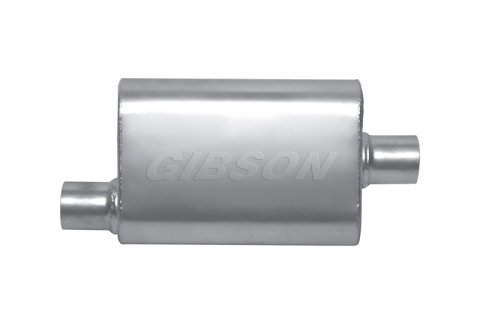 Gibson MWA Superflow Offset/Center Oval Muffler - 4x9x14in/2.5in Inlet/2.5in Outlet - Stainless thumbnail 2