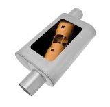 Gibson MWA Superflow Offset/Offset Oval Muffler - 4x9x14in/3in Inlet/3in Outlet - Stainless thumbnail 1