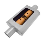 Gibson MWA Superflow Center/Center Oval Muffler - 4x9x14in/2.25in Inlet/2.25in Outlet - Stainless thumbnail 1