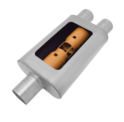 Gibson MWA Superflow Center/Dual Oval Muffler - 4x9x14in/3in Inlet/3in Outlet - Stainless thumbnail 2
