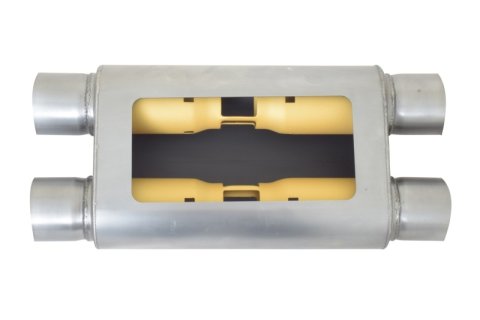 Gibson MWA Superflow Dual/Dual Oval Muffler - 4x9x14in/2.5in Inlet/2.5in Outlet - Stainless thumbnail 2