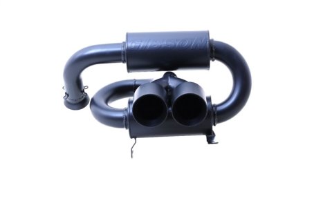 Gibson 2024 Cam-Am Maverick R 4in. T304 Stainless Round Dual Wall Slash-Cut Tip - Black Ceramic thumbnail 3