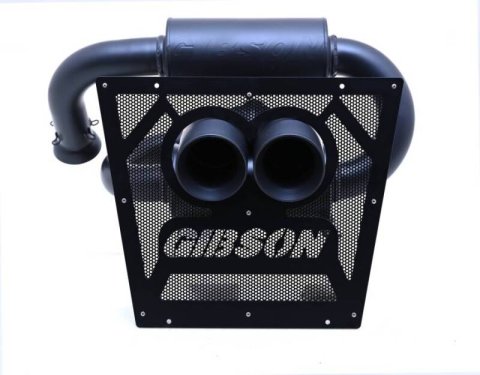 Gibson 2024 Cam-Am Maverick R 4in. T304 Stainless Round Dual Wall Slash-Cut Tip - Black Ceramic thumbnail 5