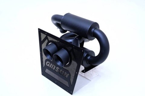 Gibson 2024 Cam-Am Maverick R 4in. T304 Stainless Round Dual Wall Slash-Cut Tip - Black Ceramic thumbnail 7