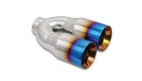 Vibrant 2.5in ID Dual 3.5in OD Round SS Tips (Double Wall, Straight Cut) with Burnt Blue Finish thumbnail 1