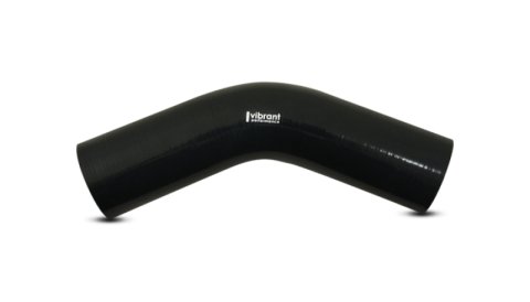 Vibrant 4 Ply Reinforced Silicone Elbow Connector - 1.25in ID x 8in Leg 45 Deg Elbow (BLACK)