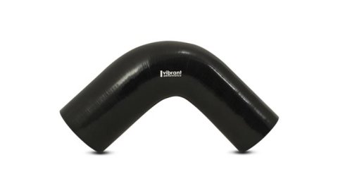 Vibrant 3.25in ID x 3.5in ID x 4in Long Gloss Black Silicone 90 Degree Transition Elbow
