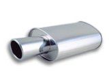 Vibrant StreetPower Turbo Oval Muffler with 4in Round Tip Angle Cut Rolled Edge - 3in inlet I.D. thumbnail 2