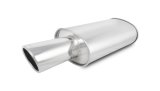 Vibrant StreetPower Turbo Oval Muffler with 4in Round Tip Angle Cut Rolled Edge - 3in inlet I.D. thumbnail 4