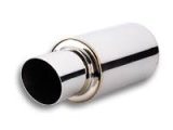 Vibrant TPV Turbo Round Muffler (17in Long) with 4in Round Tip Angle Cut - 3in inlet I.D. thumbnail 1